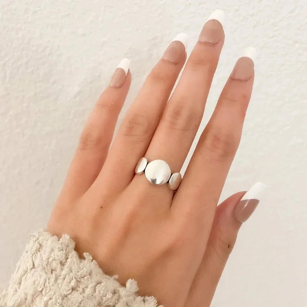 925 Sterling Silver Oval Ring Minimalist Ring Round Circle Ring Round Ring Band - Picture 3 of 10